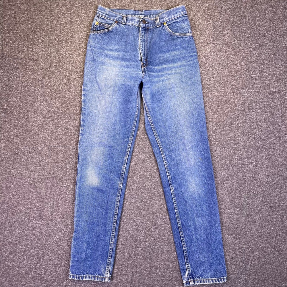 VTG 80s Levis Jeans Women 28x31 Blue High Rise White Tab Straight USA Made Retro